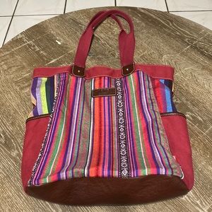 UnionBay Handbag Multicolor Canvas Striped Boho Bag